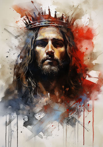 Jesus tattoos with crown and face