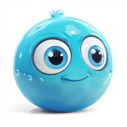Cute blue cartoon ball with expressive eyes
