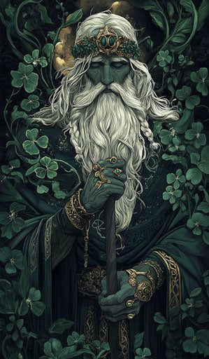 Detailed illustration of Saint Patrick with green outfit