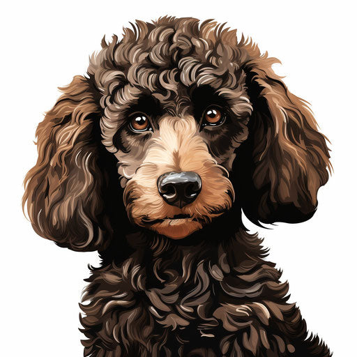 Poodle in the style of Chiaroscuro Art on white background