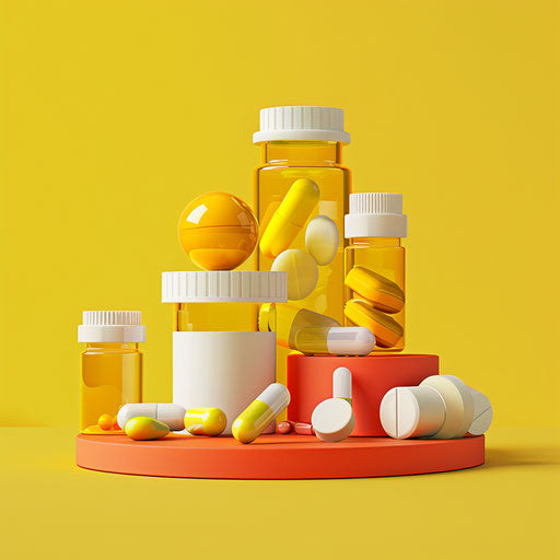 Medication clipart on vivid chartreuse background