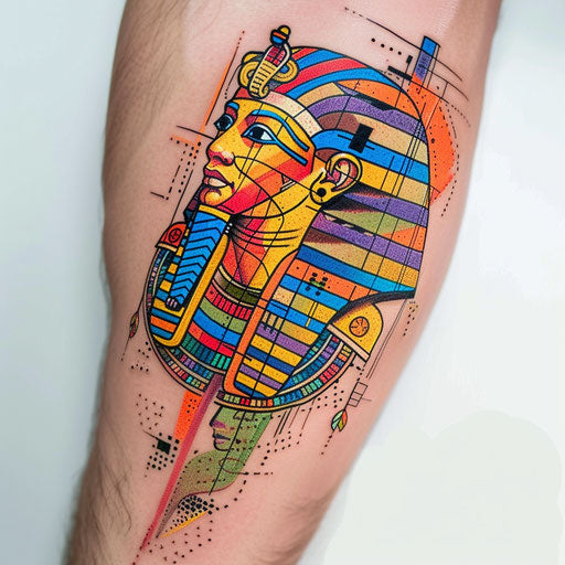 Modern flat tattoo sketch of a pharaoh in digital art