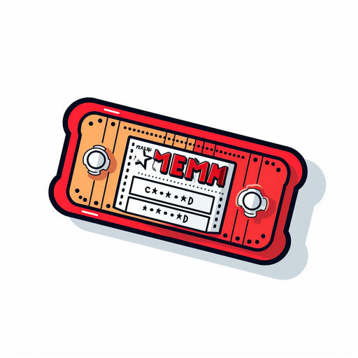 Minimalist movie ticket clipart on white background