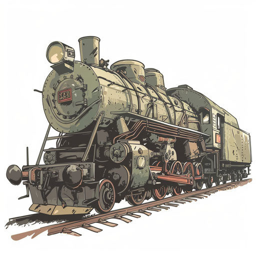 Flat tattoo sketch of historic Russian train