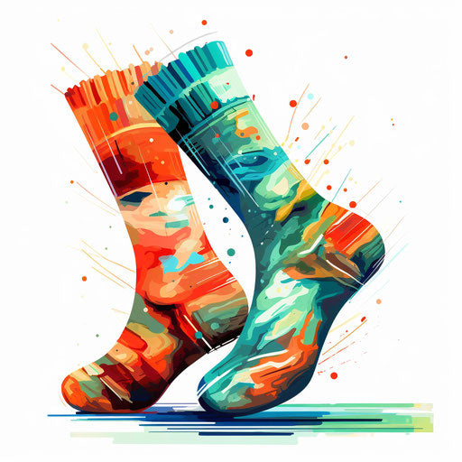 Christmas socks in Impressionistic Art style, on white background
