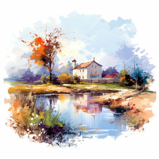 Good afternoon clipart in the style of Oil painting, on a white background