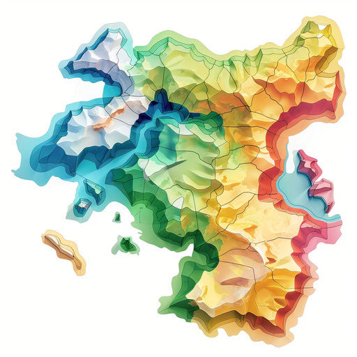 Map clipart in a photo realistic style on a flat white background