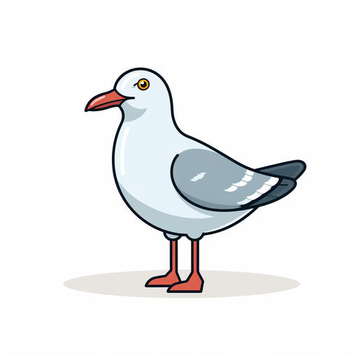 Minimalist style seagull illustration, on a white background