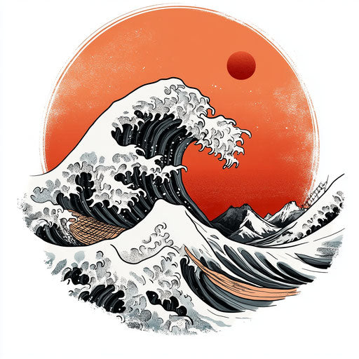 Flat tattoo sketch wrist designs with Japanese wave pattern