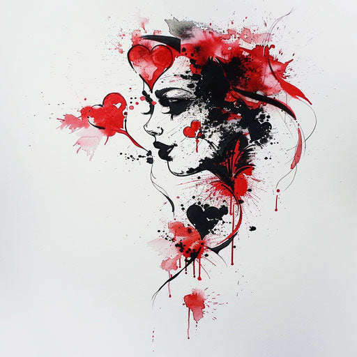 Abstract interpretation of a Queen of Hearts tattoo
