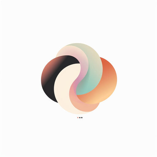 Graphic design logo with a minimalist look and pastel colors, on a clean white background