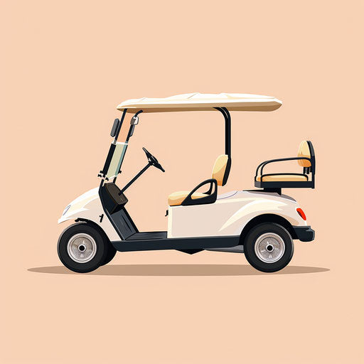 Realistic golf cart clip art on pastel peach background