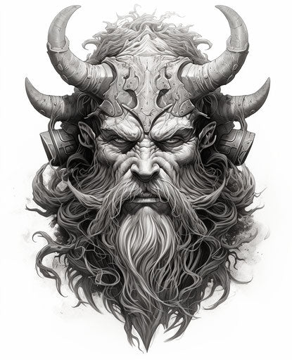 Old Viking head, lively and sharp
