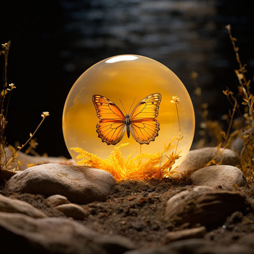 Yellow phreasant butterfly on dusty paper round