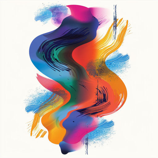 Artistic print logo with a colorful abstract background