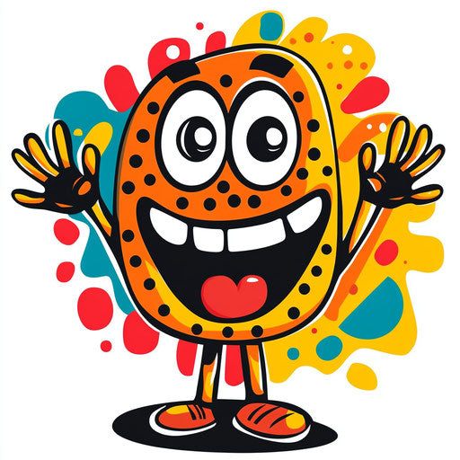 Humorous caricature of a logo clipart with human characteristics