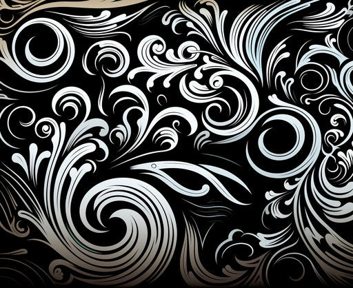 Tribal pattern in black and white, Maori art style, detailed illustrations