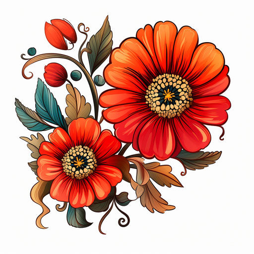 Cute flower, Chiaroscuro Art style on white background