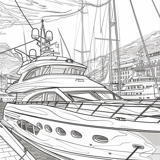 Detail of a luxury yacht in a marina