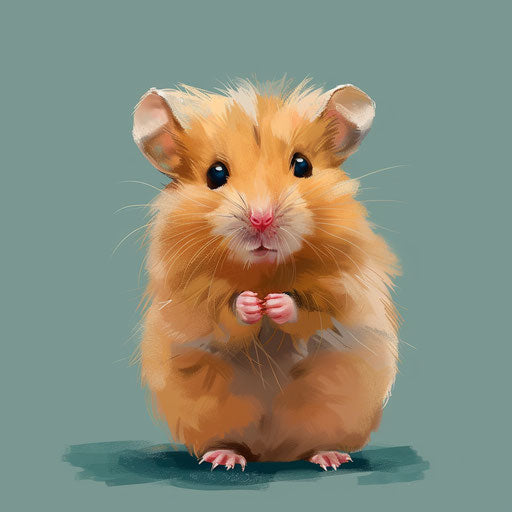 Hamster clipart in photo realistic style with flat blue background, soft focus and light texture