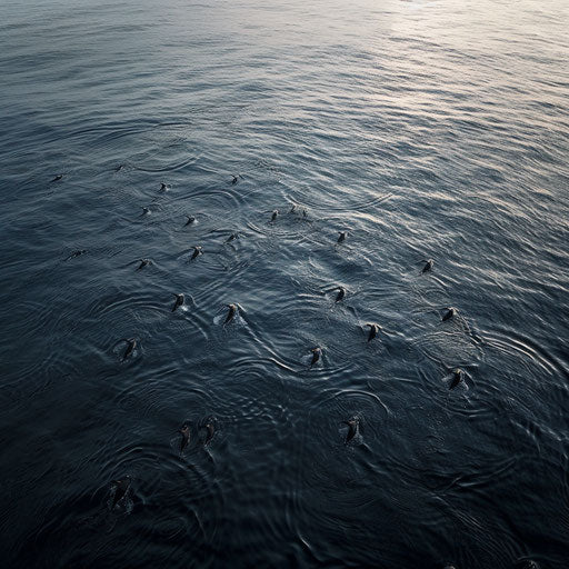 Dawn ripples of vaquitas on the sea