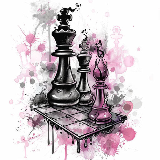 Surreal chess game with melting pieces, pastel shades