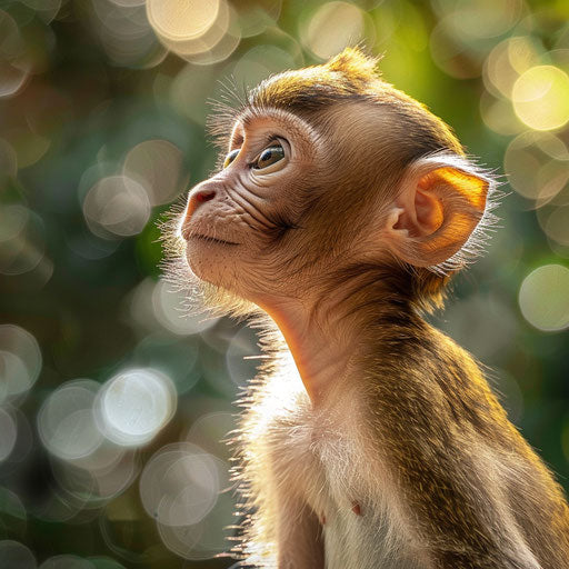 Adorable monkey in sunny day, Frans Lanting style