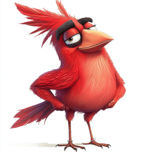 Humorous caricature of a cardinal with exaggerated human characteristics