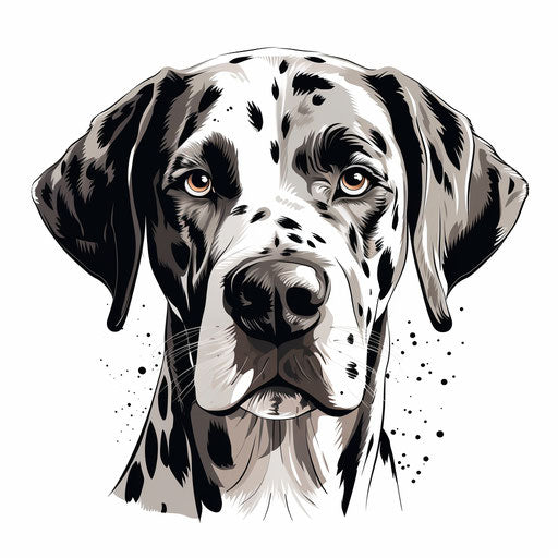 Dog face clipart in the style of Chiaroscuro Art, on a white background