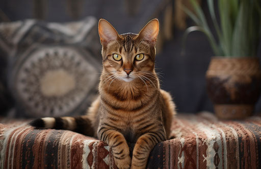 A cat on a cushion sitting on a couch