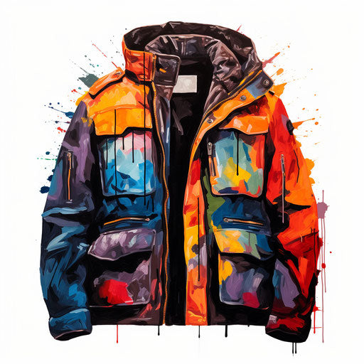 Illustration of jacket in the style of an oil painting, on white background