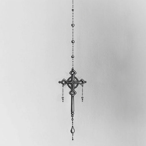 Minimalist rosary tattoo with elegant cross