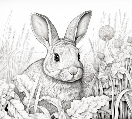 Drawing of rabbit with grass on back