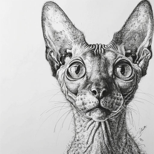 Cornish Rex cat sketch