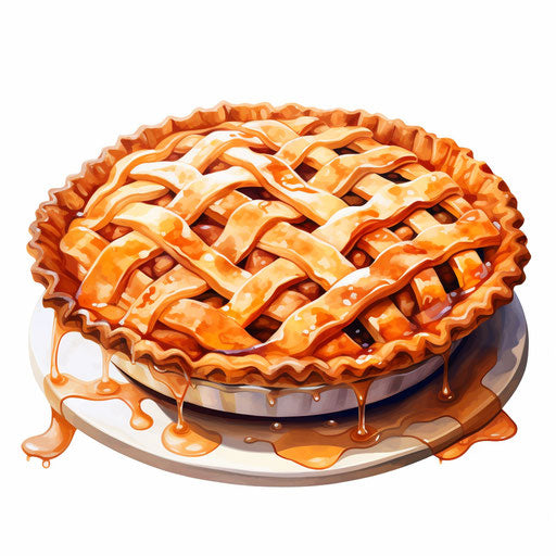 Apple pie in Oil painting style, white background