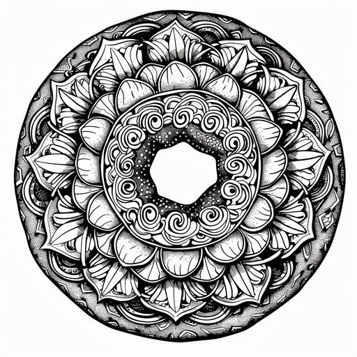 Intricately designed donut with mandala-style patterns