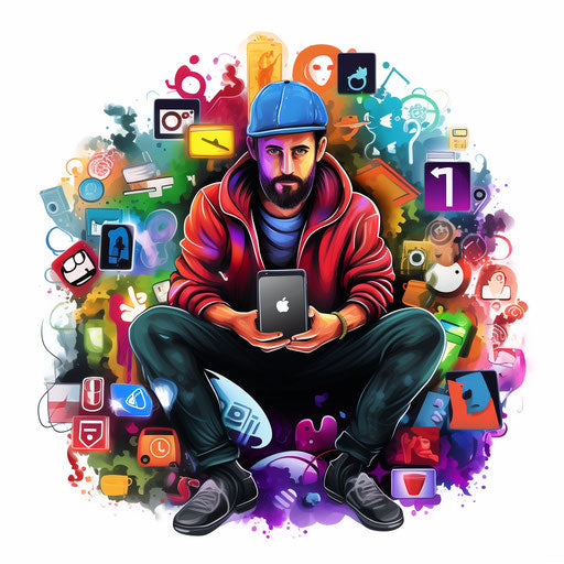 Social media clipart in the style of Chiaroscuro Art