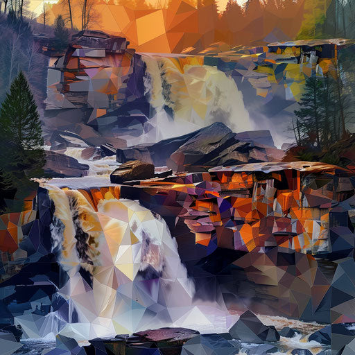 Blackwater Falls, West Virginia, in geometric modern art style