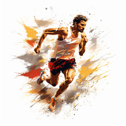 Running clipart in the style of Oil painting, on a white background