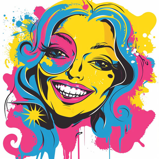 Vintage pop art style smiling face tattoo illustration