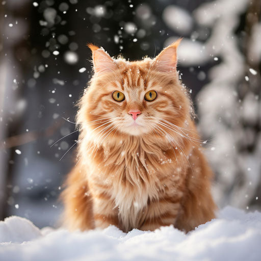 Ginger cat in the snow
