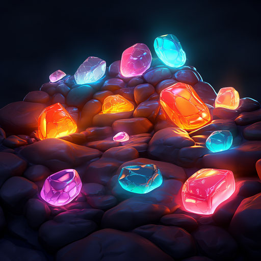 Colorful illuminated rocks