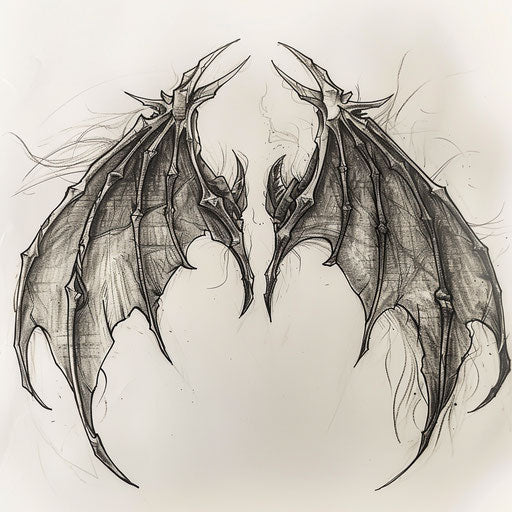 Dark Gothic demon wings on white backdrop