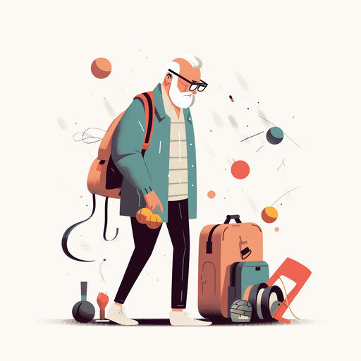 Minimalist Retirement Illustration on White Background