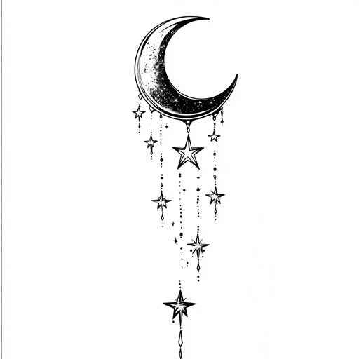 Small men's tattoo with moon crescent and star