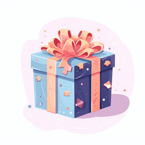 Gift Box Illustration in Minimalist Style, on White Background