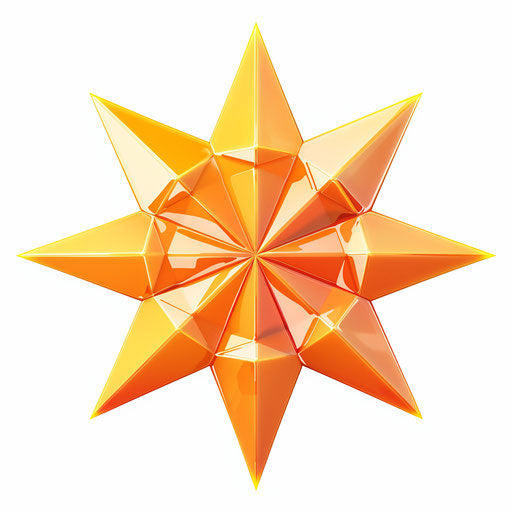 Star-shaped orange icon in the style of David Nordahl