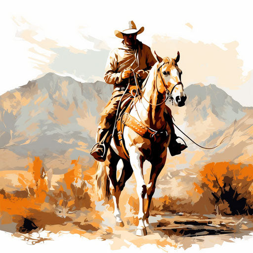 Western clipart in the style of Impressionistic Art