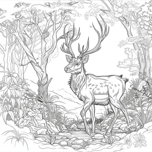 Fairy tale deer in an enchanted forest