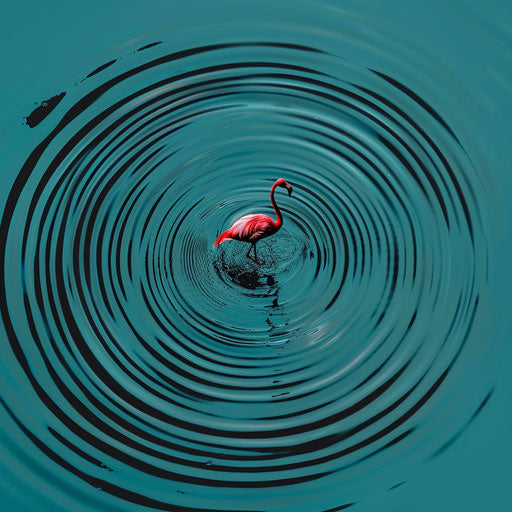 Flamingo on water with perfect ripples